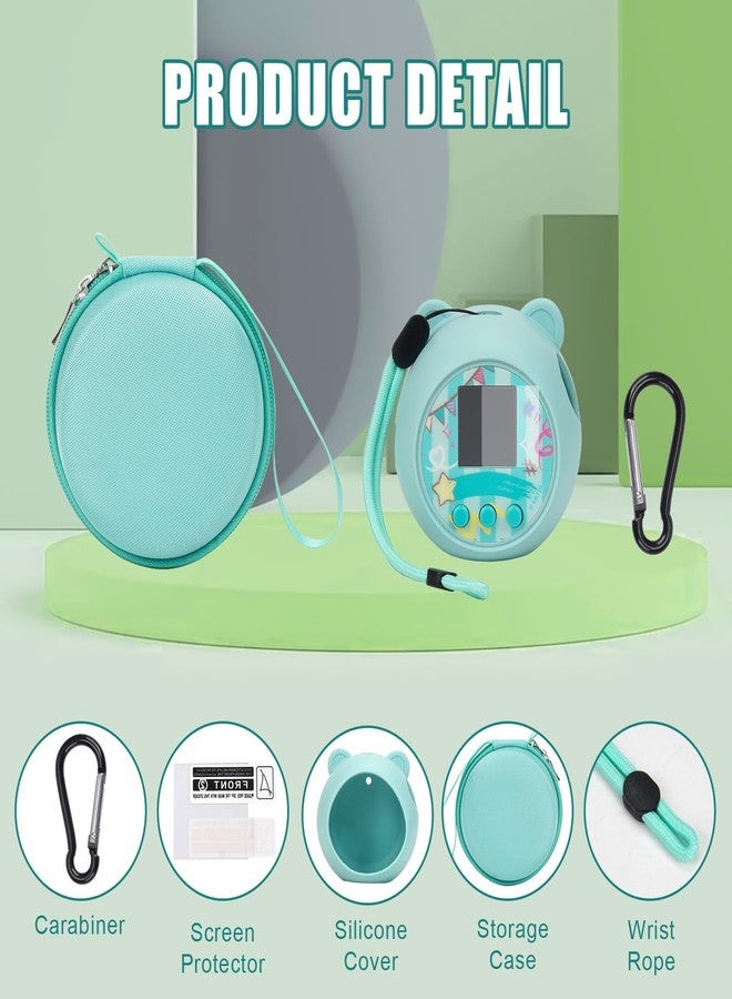 YouKnow Travel Case and Silicone Cover Compatible with Punirunes Interactive Toy Digital Pet, with Full Coverage PET Clear Film (Silicone and Carrying Case) (Teal) - Image 4